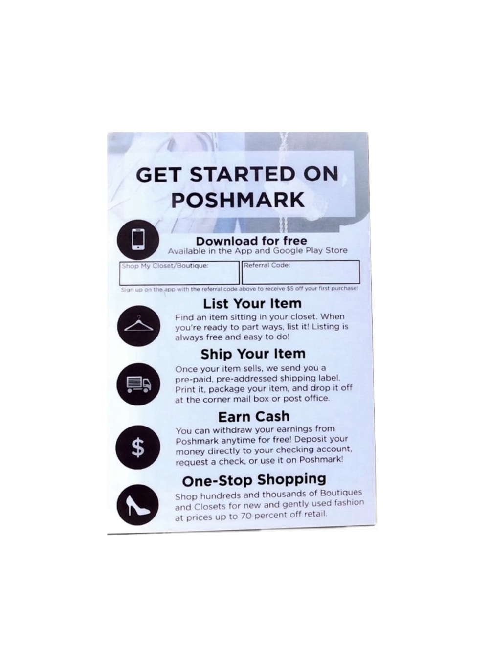 Multi Pack Set of Poshmark Invitation Referral Cards
